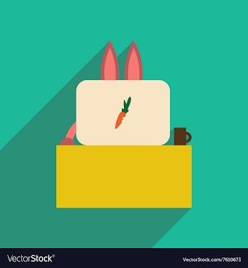 Flat icon with long shadow rabbit cartoon vector image