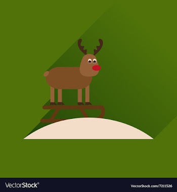 Flat icon with long shadow Reindeer sledging vector image