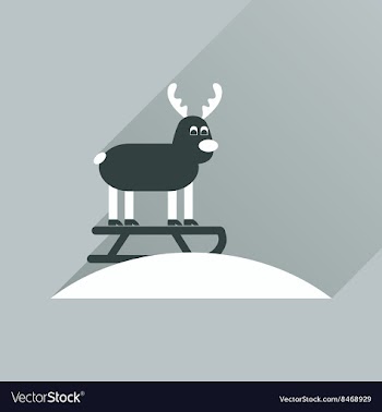 Flat icon with long shadow Reindeer sledging vector image