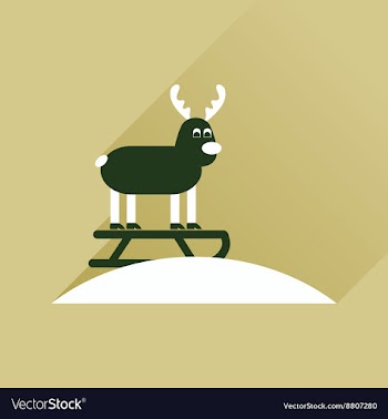 Flat icon with long shadow Reindeer sledging vector image