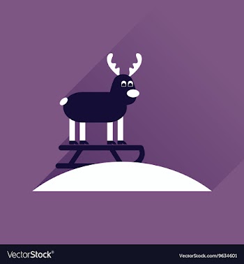 Flat icon with long shadow Reindeer sledging vector image
