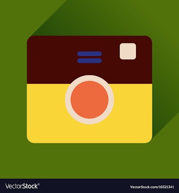 Flat icon with long shadow retro camera vector image