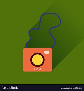 Flat icon with long shadow retro camera vector image