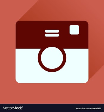 Flat icon with long shadow retro camera vector image