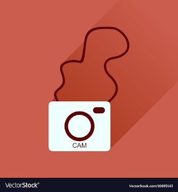 Flat icon with long shadow retro camera vector image