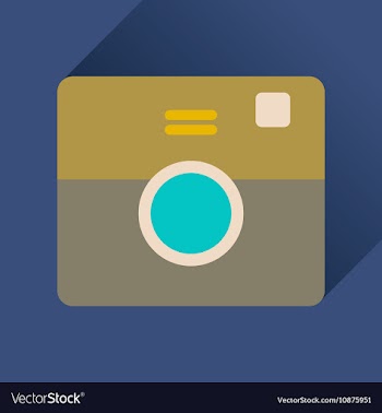 Flat icon with long shadow retro camera vector image