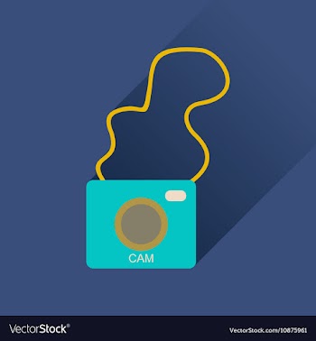 Flat icon with long shadow retro camera vector image
