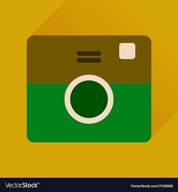 Flat icon with long shadow retro camera vector image