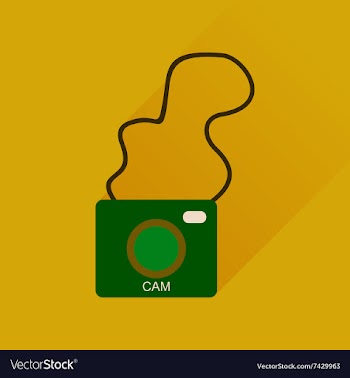 Flat icon with long shadow retro camera vector image