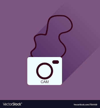 Flat icon with long shadow retro camera vector image