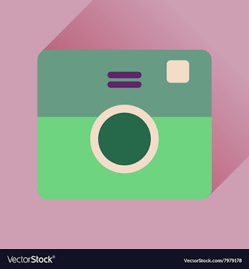 Flat icon with long shadow retro camera vector image