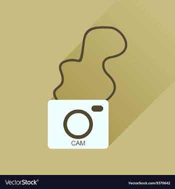 Flat icon with long shadow retro camera vector image