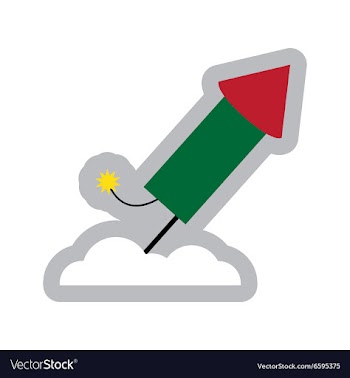 Flat icon with long shadow rocket fireworks vector image