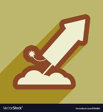 Flat icon with long shadow rocket fireworks vector image