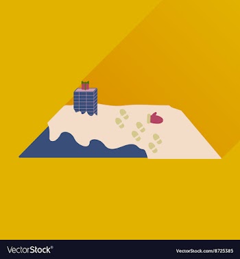 Flat icon with long shadow roof in the snow vector image