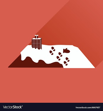 Flat icon with long shadow roof in the snow vector image