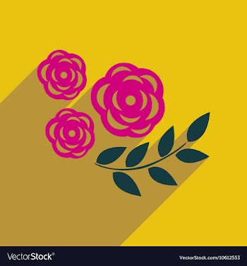 Flat icon with long shadow rose branch vector image