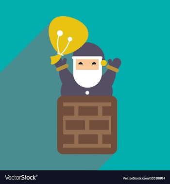 Flat icon with long shadow Santa Claus in chimney vector image