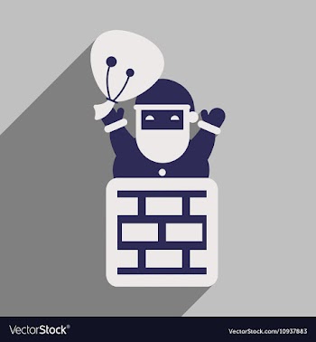 Flat icon with long shadow Santa Claus in chimney vector image