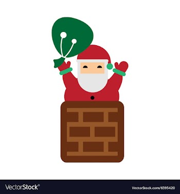 Flat icon with long shadow Santa Claus in chimney vector image