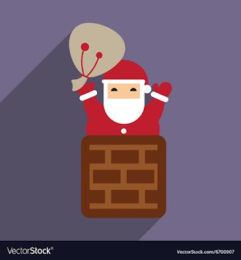 Flat icon with long shadow Santa Claus in chimney vector image