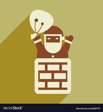 Flat icon with long shadow Santa Claus in chimney vector image