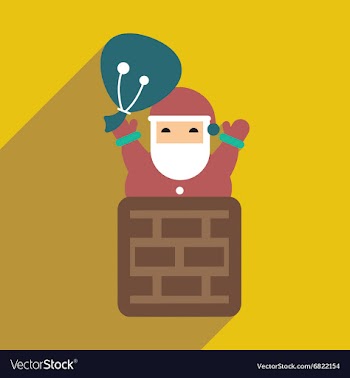 Flat icon with long shadow Santa Claus in chimney vector image