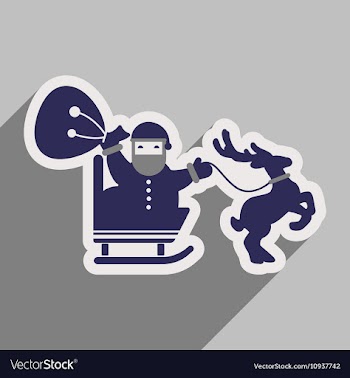 Flat icon with long shadow Santa Claus in sleigh vector image