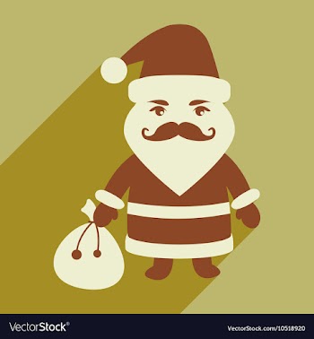 Flat icon with long shadow Santa Claus vector image