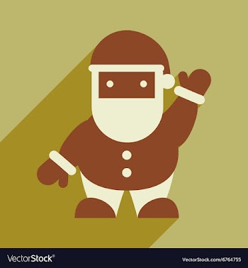 Flat icon with long shadow Santa Claus vector image