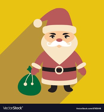 Flat icon with long shadow Santa Claus vector image