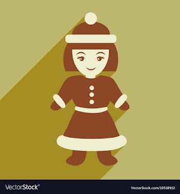 Flat icon with long shadow Santa girl vector image