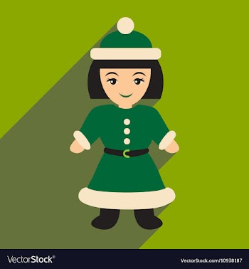 Flat icon with long shadow Santa girl vector image