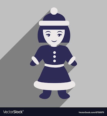 Flat icon with long shadow Santa girl vector image