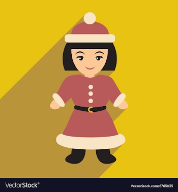 Flat icon with long shadow Santa girl vector image