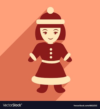 Flat icon with long shadow Santa girl vector image