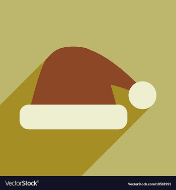 Flat icon with long shadow Santa hats vector image