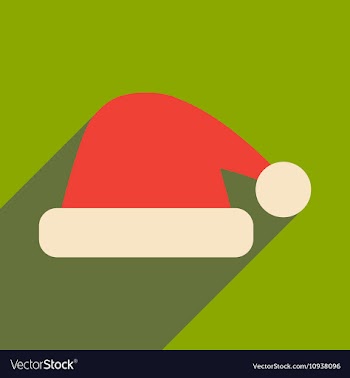Flat icon with long shadow Santa hats vector image