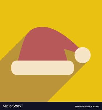 Flat icon with long shadow Santa hats vector image