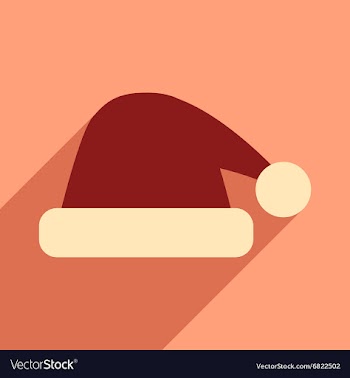 Flat icon with long shadow Santa hats vector image
