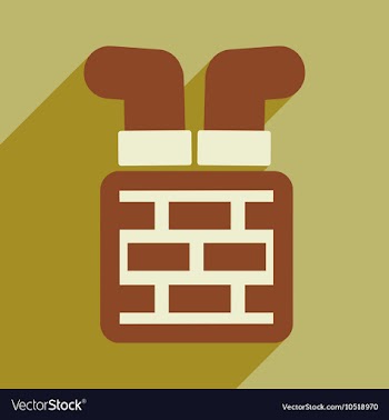 Flat icon with long shadow Santa in chimney vector image
