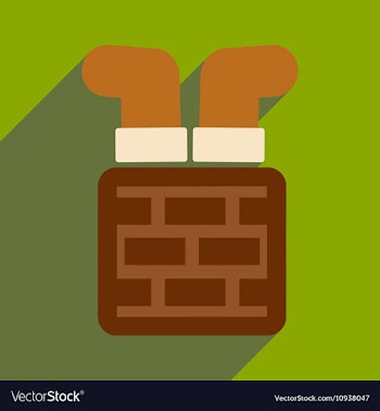 Flat icon with long shadow Santa in chimney vector image