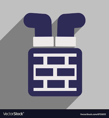 Flat icon with long shadow Santa in chimney vector image