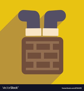 Flat icon with long shadow Santa in chimney vector image