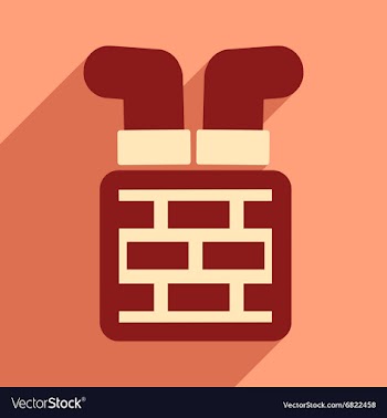 Flat icon with long shadow Santa in chimney vector image