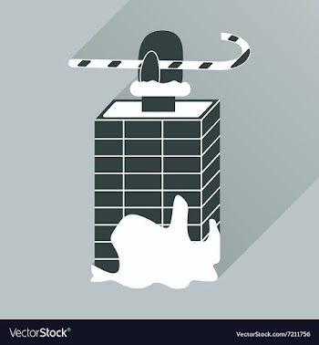 Flat icon with long shadow Santa in the chimney vector image