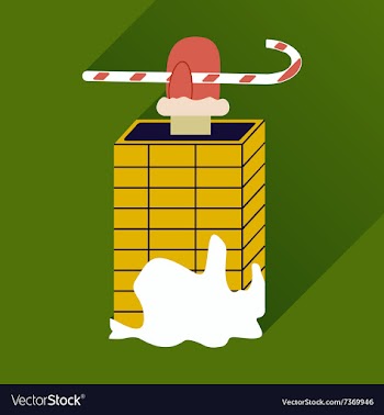 Flat icon with long shadow Santa in the chimney vector image