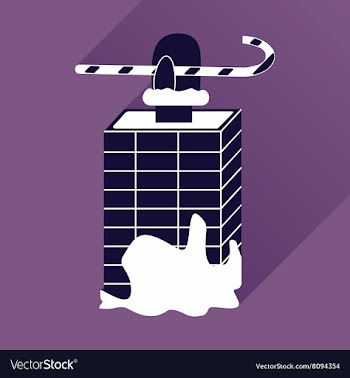 Flat icon with long shadow Santa in the chimney vector image