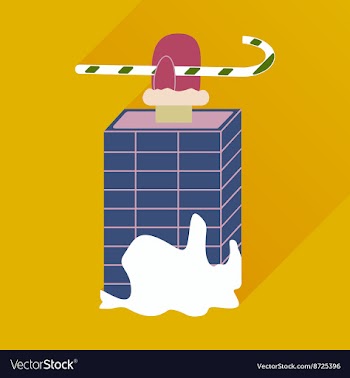 Flat icon with long shadow Santa in the chimney vector image