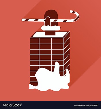Flat icon with long shadow Santa in the chimney vector image
